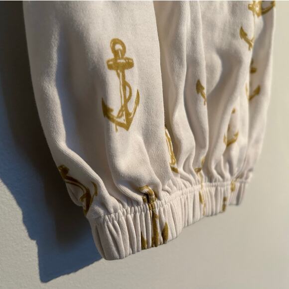 Kate Quinn Organic Cotton Elastic Sleep Bag, White with Gold Anchors, 0-3 Months - Picture 3 of 6